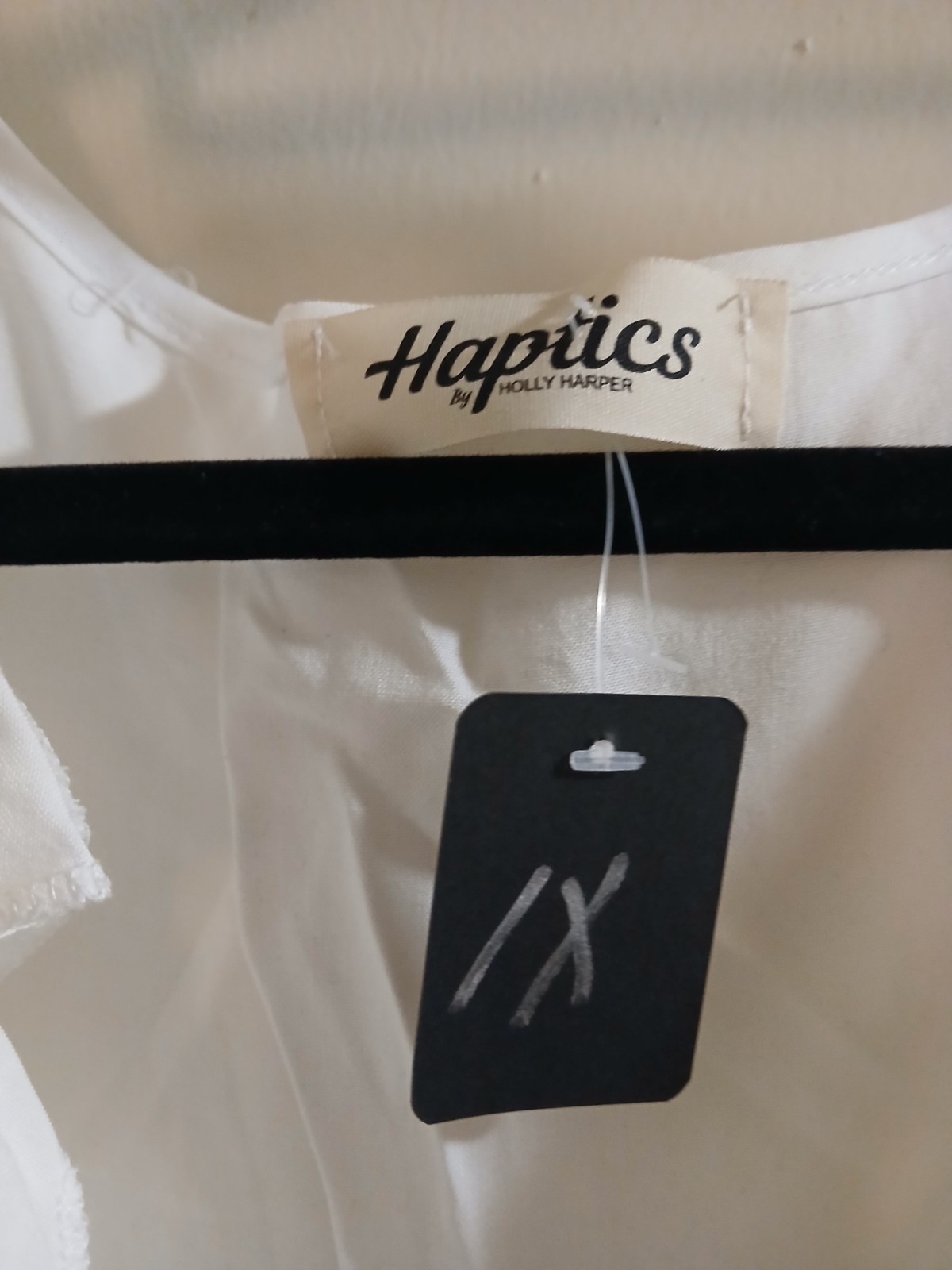 Haptics by Holly Harper White/Black Polka Dot V-Neck Maxi Dress 1X Ruffle