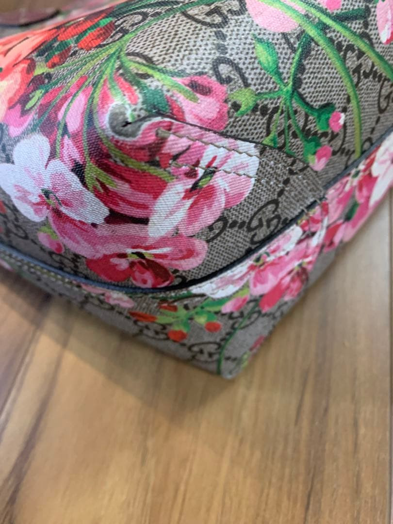GUCCI GG Blooms Supreme Tote Bag Shoulder Bag Floral PVC Leather Reversible F/S
