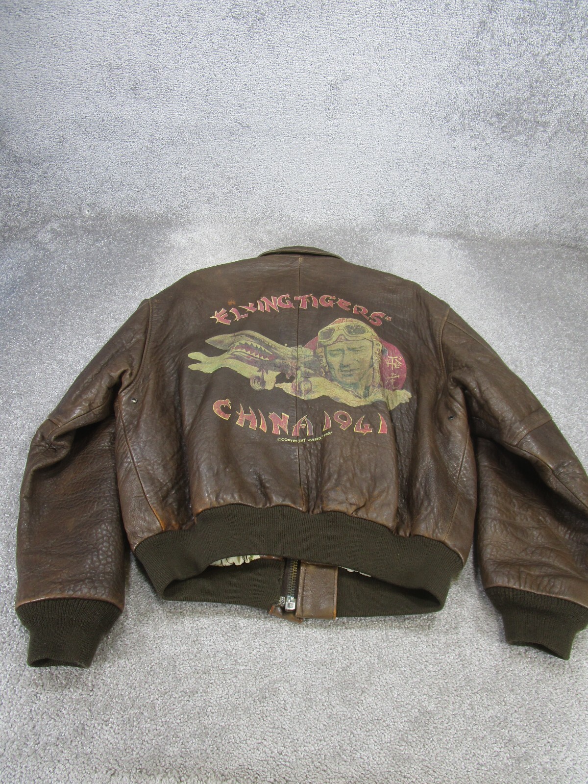 Avirex 2 Air Force Jacket Mens Large Brown Leather Bomber Flying Tigers China