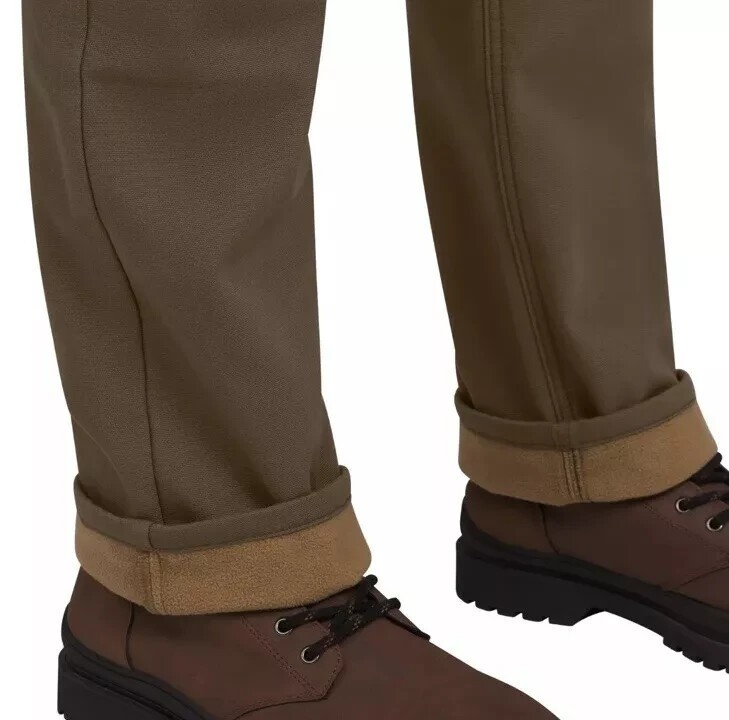 Weatherproof Men’s Reg Fit Fleece-Lined Stretch Canvas Pants, Green, Size 38X29