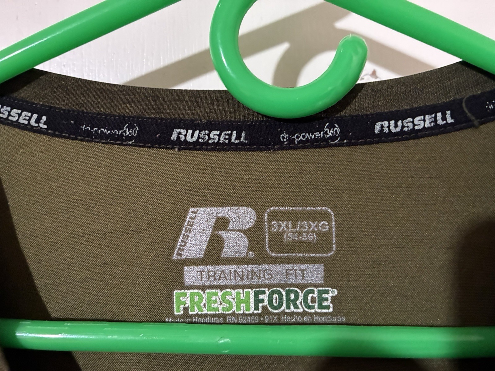 Russell Athletic Dri-Power 360 Adult 3XL (54-56) Training Fit Green T-Shirt