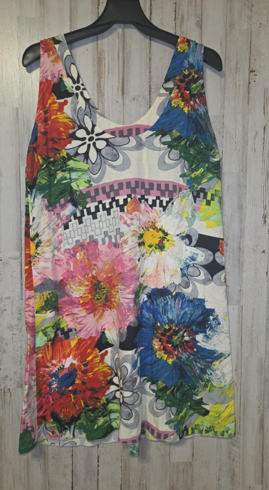 Vtg Jams World size M Kismet Shift Dress Sleeveless Floral Hawaiian Short