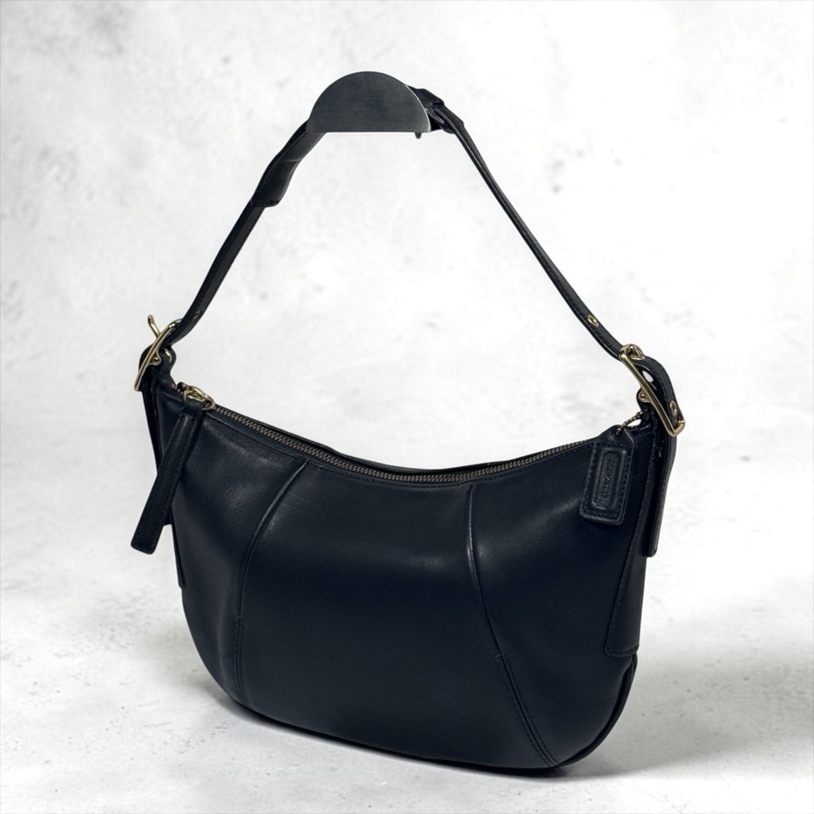 COACH Ergo Hobo 9214 Accessory Pouch Black Leather Shoulder Bag USA Vintage