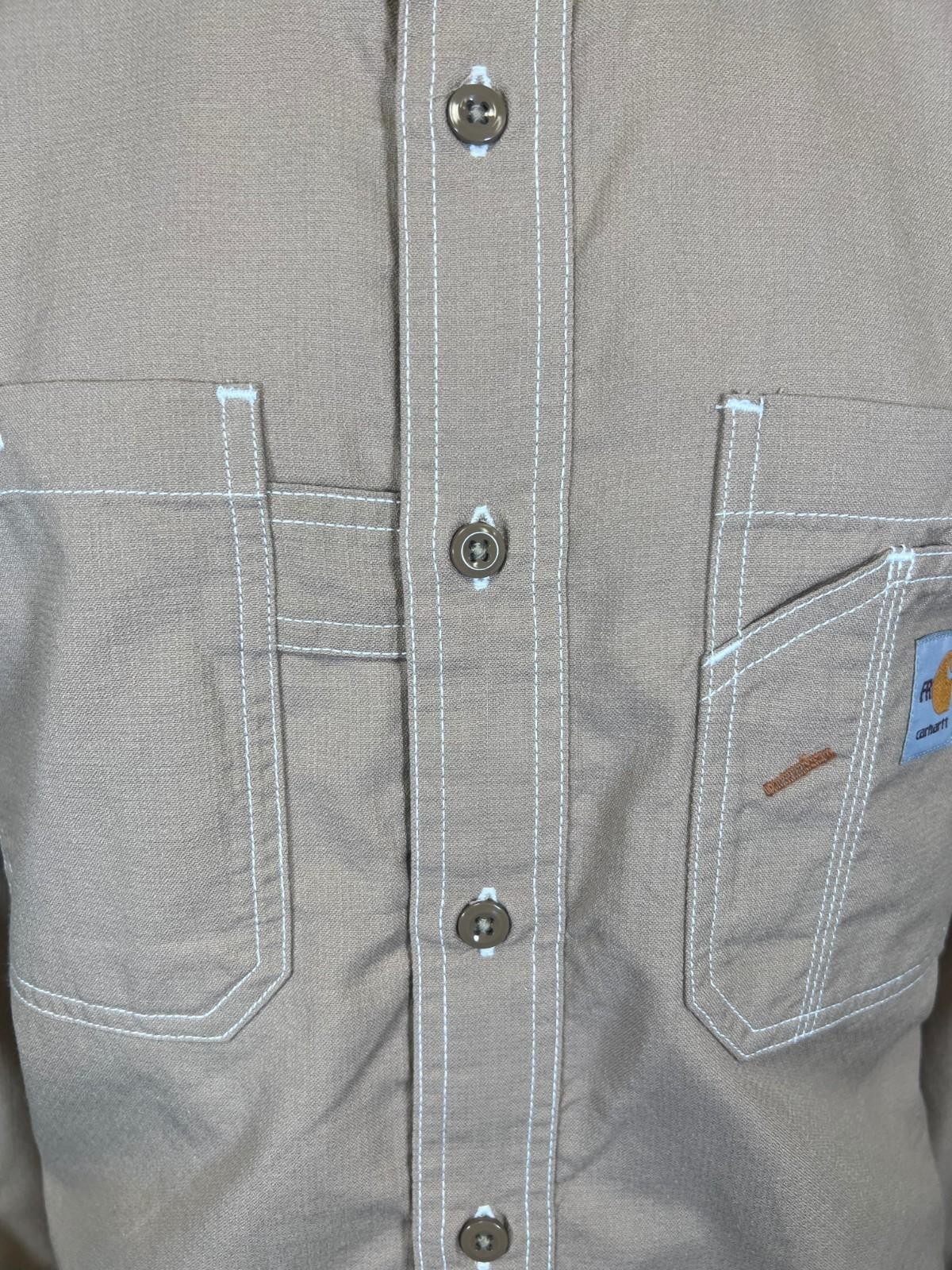 Carhartt FR Men’s Dark Khaki Shirt Flame Resistant Long Sleeve Lightweight (S04)