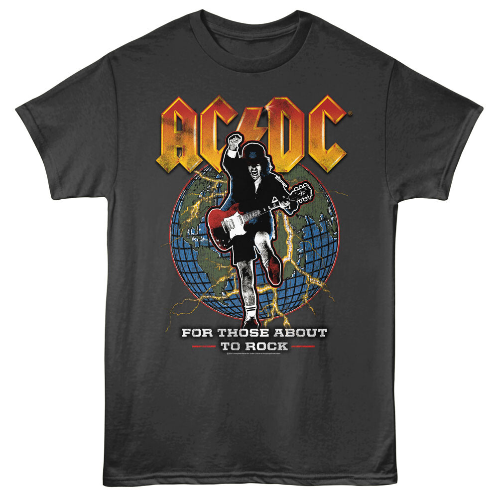 ACDC Angus Young Globe For Those About To Rock Men’s T Shirt