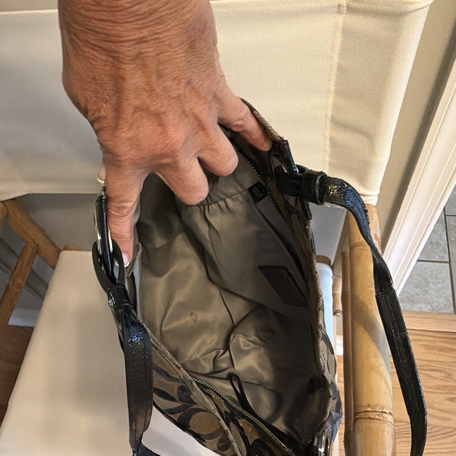 Authentic Coach Op Art sateen canvas tote (style 14252)