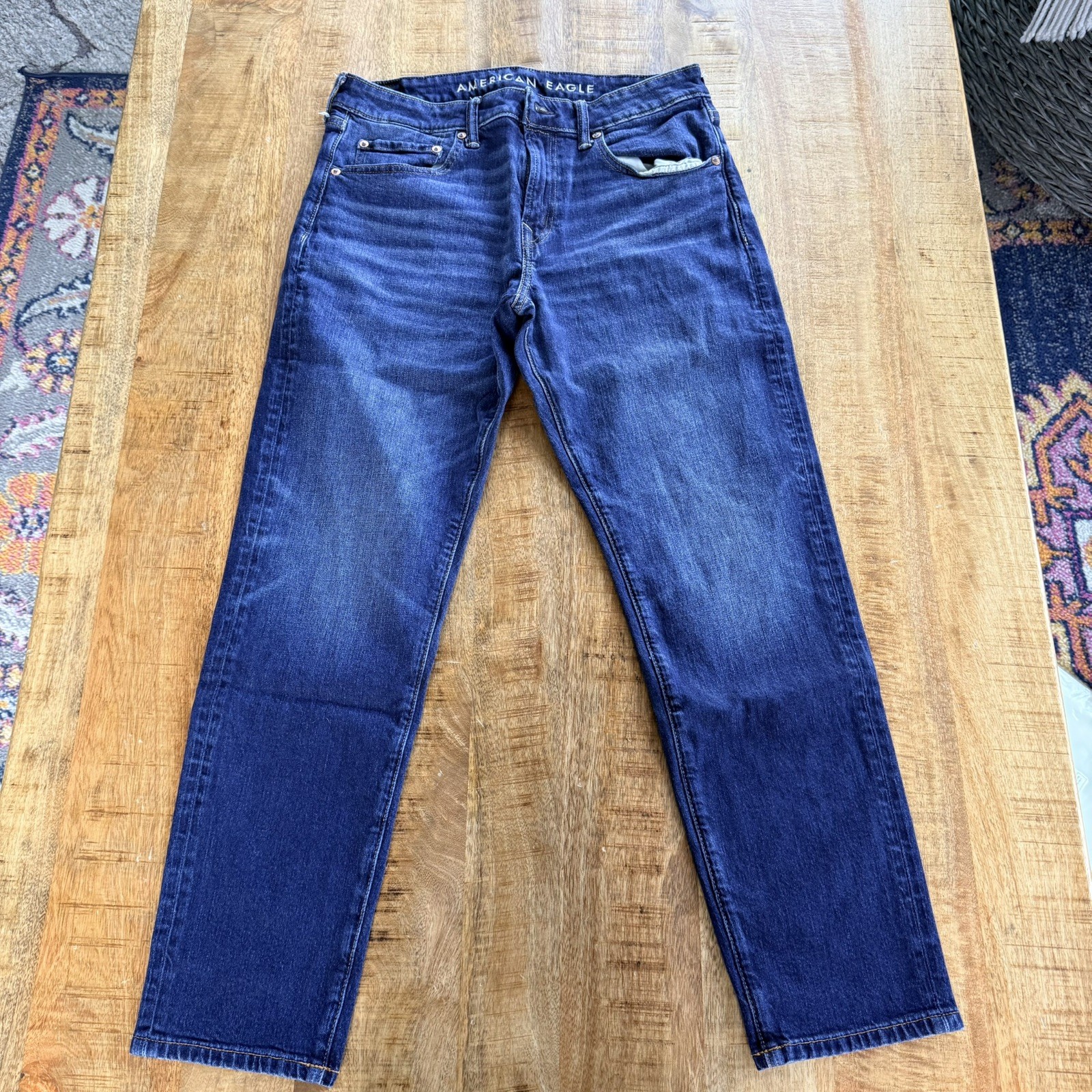 American Eagle Mens Airflex+ Athletic Fit Dark Wash Blue Jeans 31×30
