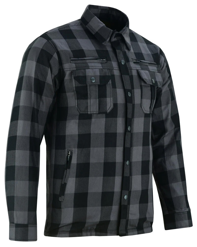 Men’s Motorcycle Shirt All Season Sporty Armored Flannel Shirt Water Resistant