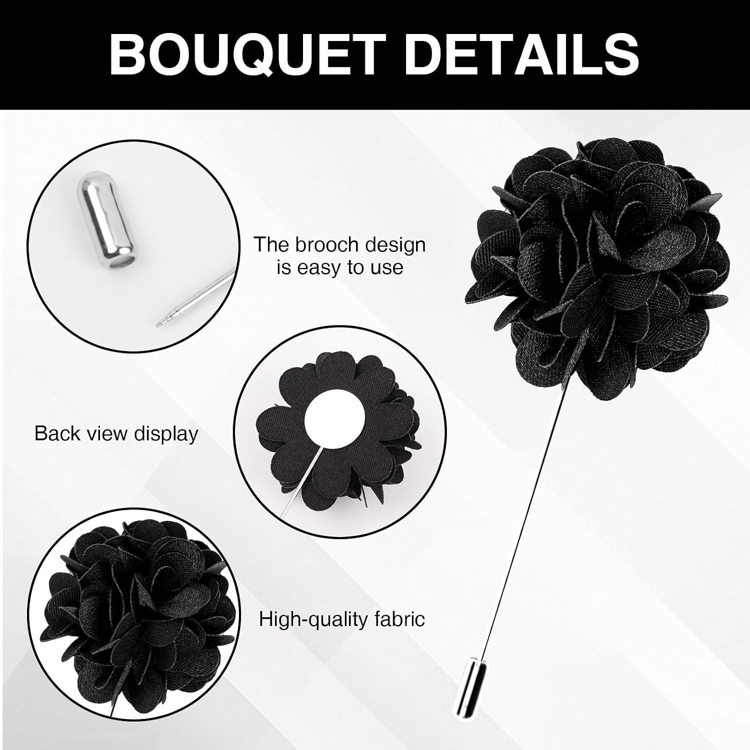 4PCS Black Bowties Men Kit, Pre-tied Corbatines para Hombres Elegantes, Bowtie a