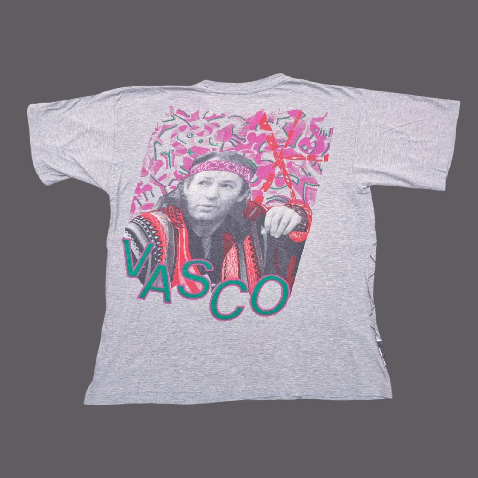 Vasco Rossi Inferno E Rittorno All Over Graphic 80s 90s Vintage T Shirt Size XL