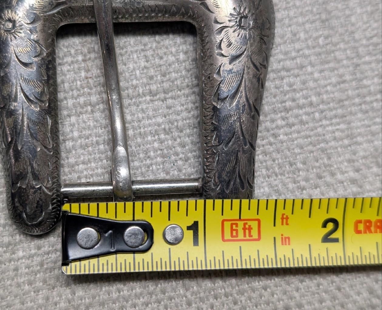 vintage STERLING SILVER belt buckle set 3PC cowboy WESTERN antique ENGRAVED