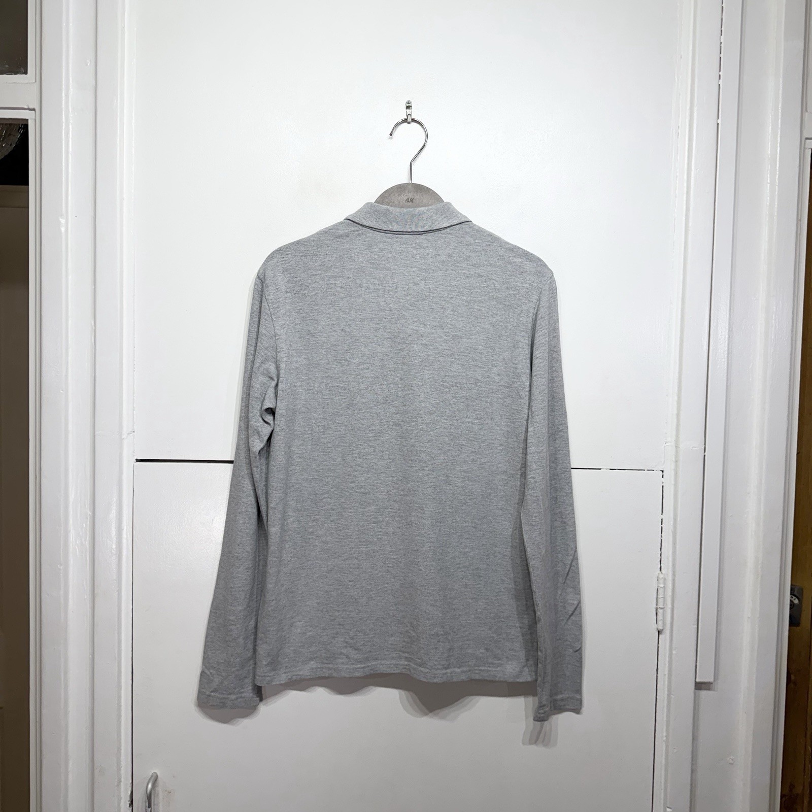 Asket Pique Polo Shirt Grey Long Sleeve Organic Cotton Regular Men’s Size XS