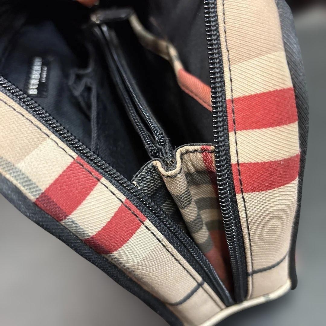 Burberry Plaid Pouch Vanity Clutch Nova Check 6.3×7.9in Used