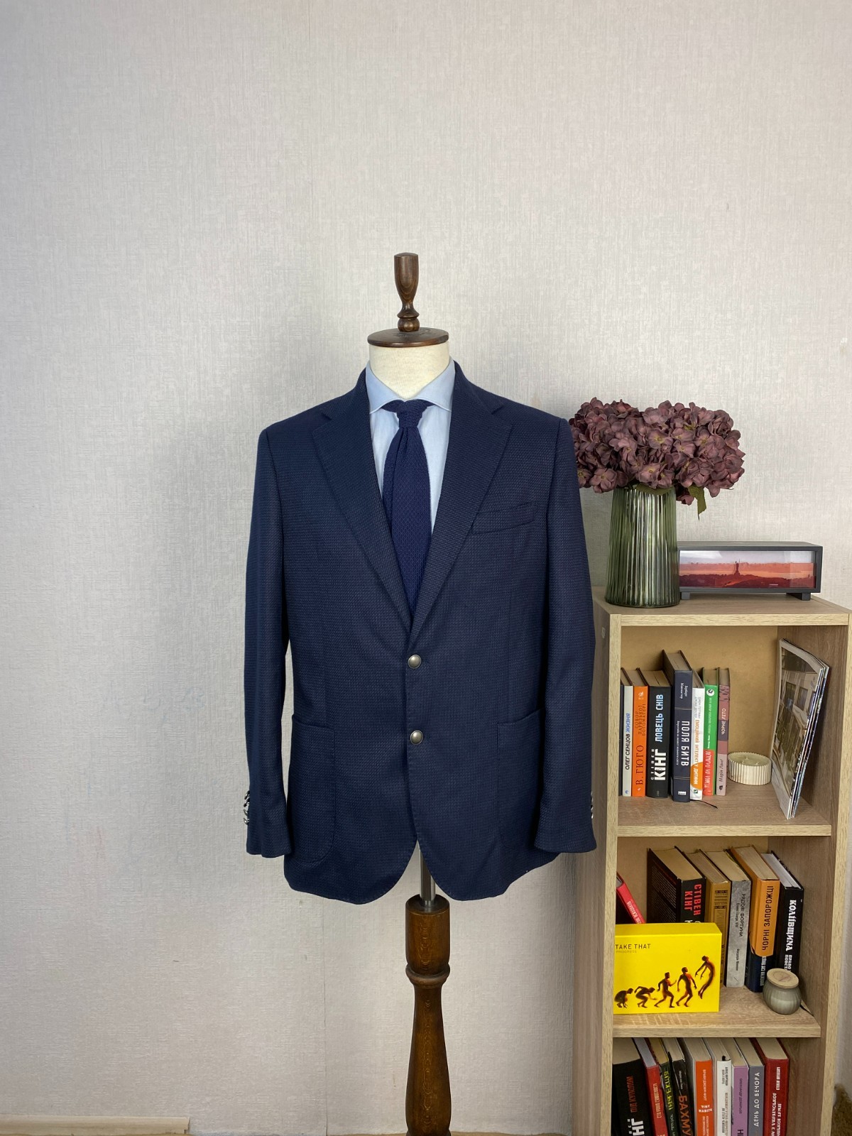 Linea Sartoriale Dark Blue Wool Cashmere Half Lined Silk Italian Blazer 42 EU 52