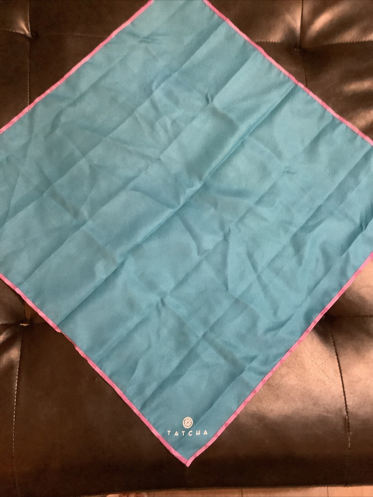 Tatcha 21in. X 21in. Reversible Scarf Purple Pattern/Blue ~ Logo