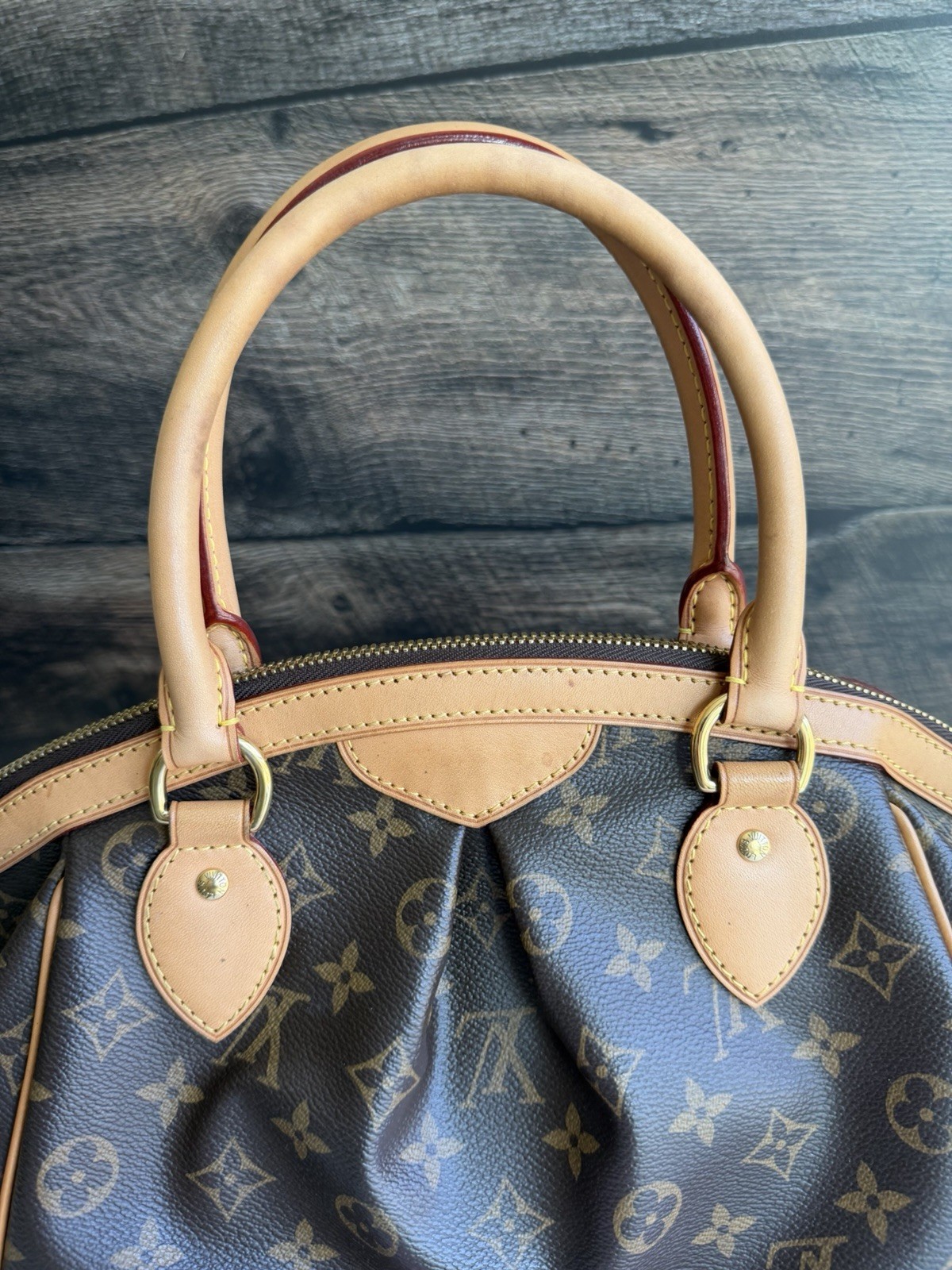 Authentic Louis Vuitton Tivoli PM Monogram Leather & Canvas Handbag Purse Tote