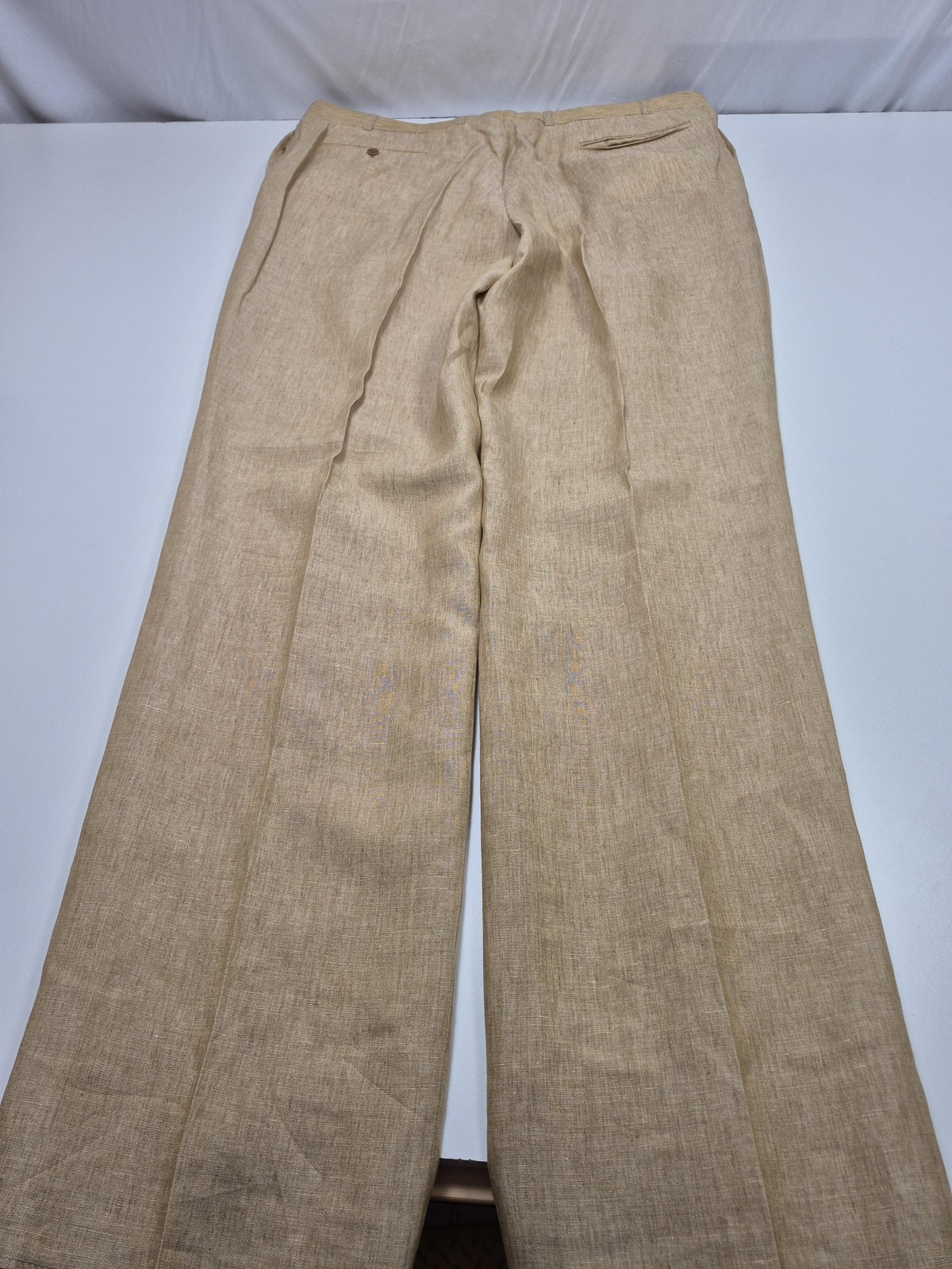 VTG Haspel Suit Men’s 48R Beige 100% Linen 2 Piece 43×36 Manor Pleated NWT