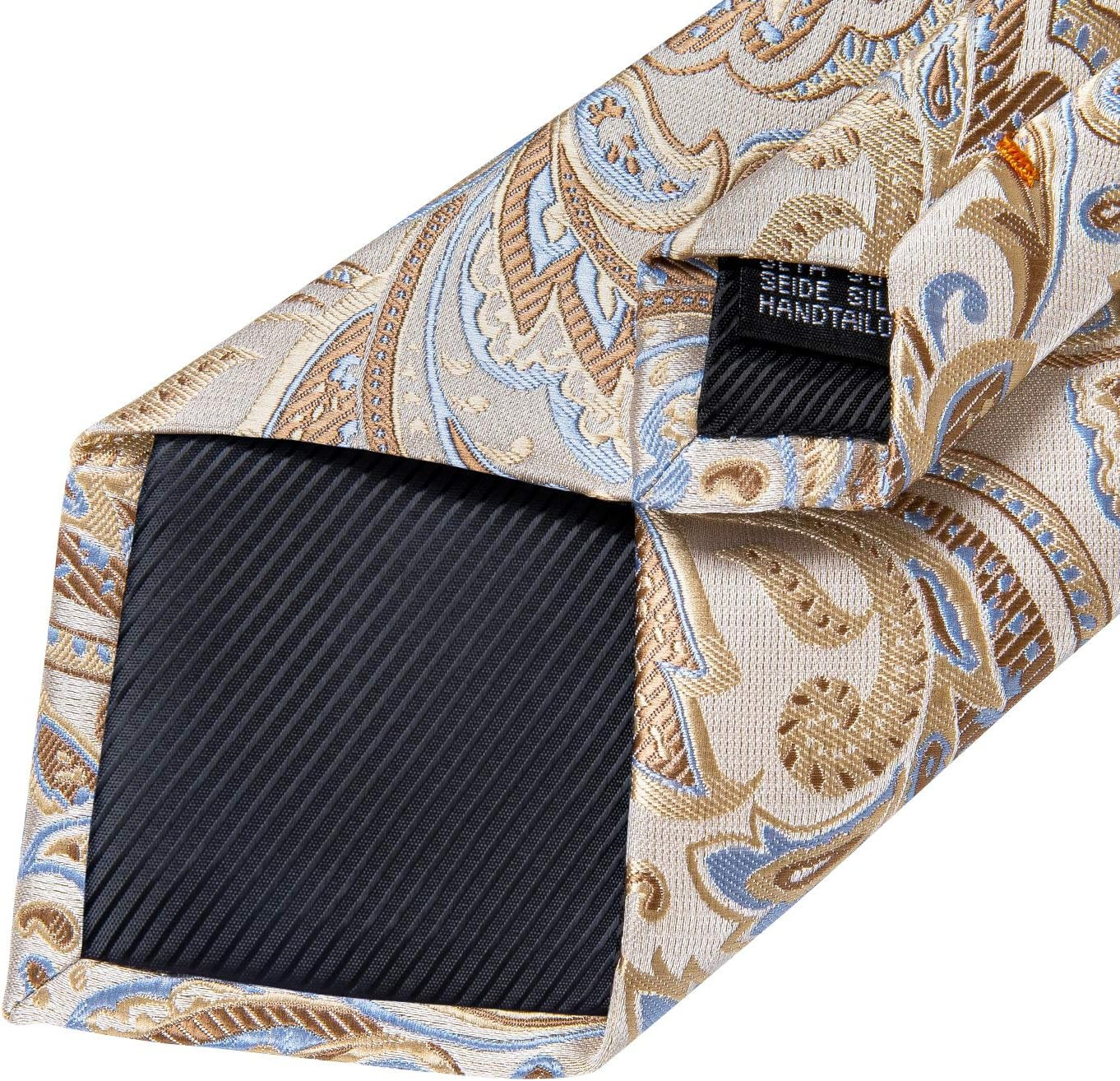 DiBanGu Mens Tie Set Silk Solid Paisley Necktie and Pocket Square Cufflinks C…