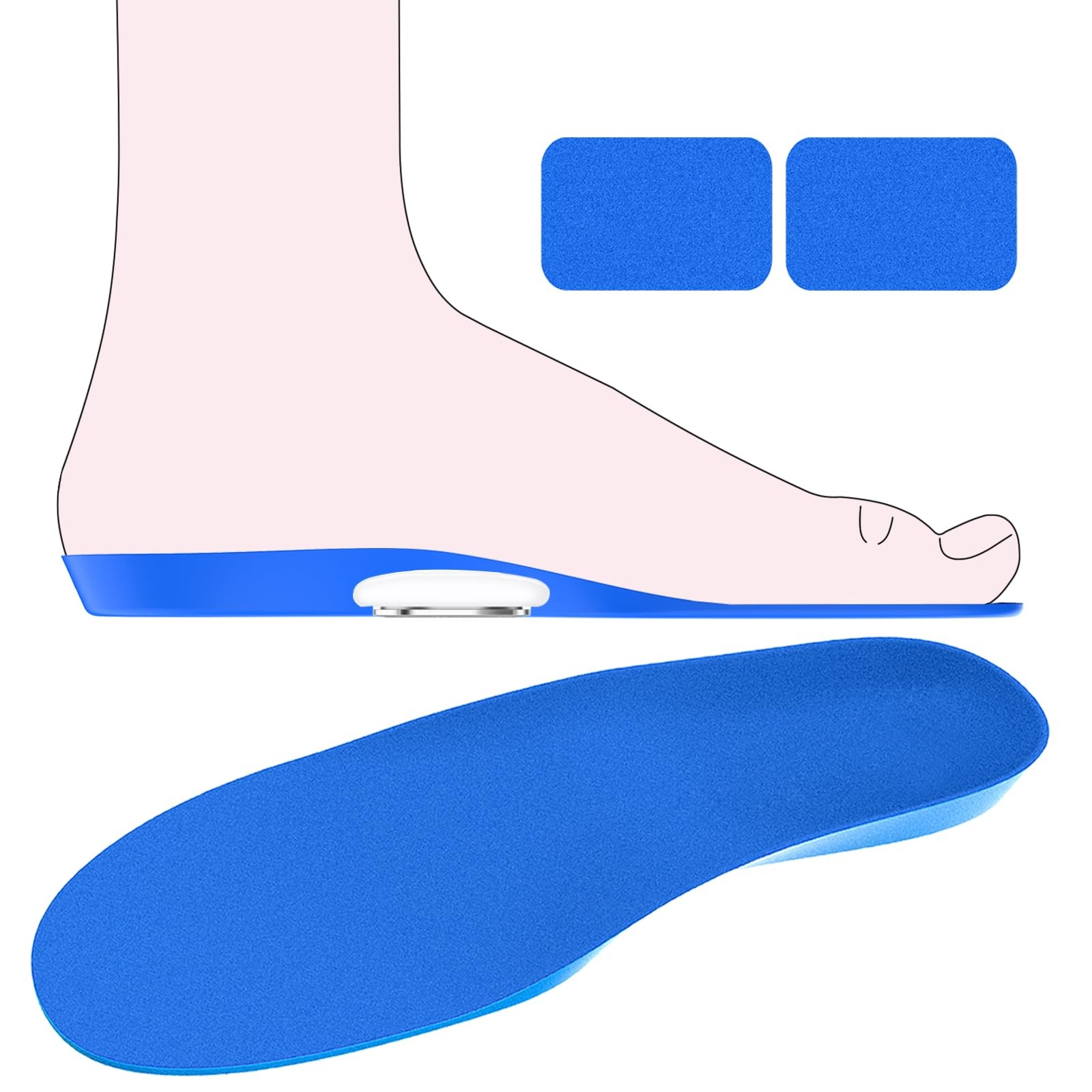 Edvbela Insoles for Airtag Hidden Holder, 6.89-7.48 IN 10-12 Little Kid, Blue