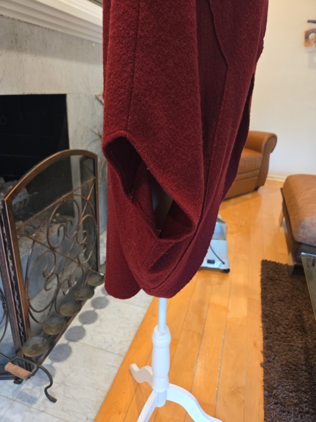 Moth Sweater Open Cape Cardigan Burgundy Women Oversized Batwing LARGE Wool