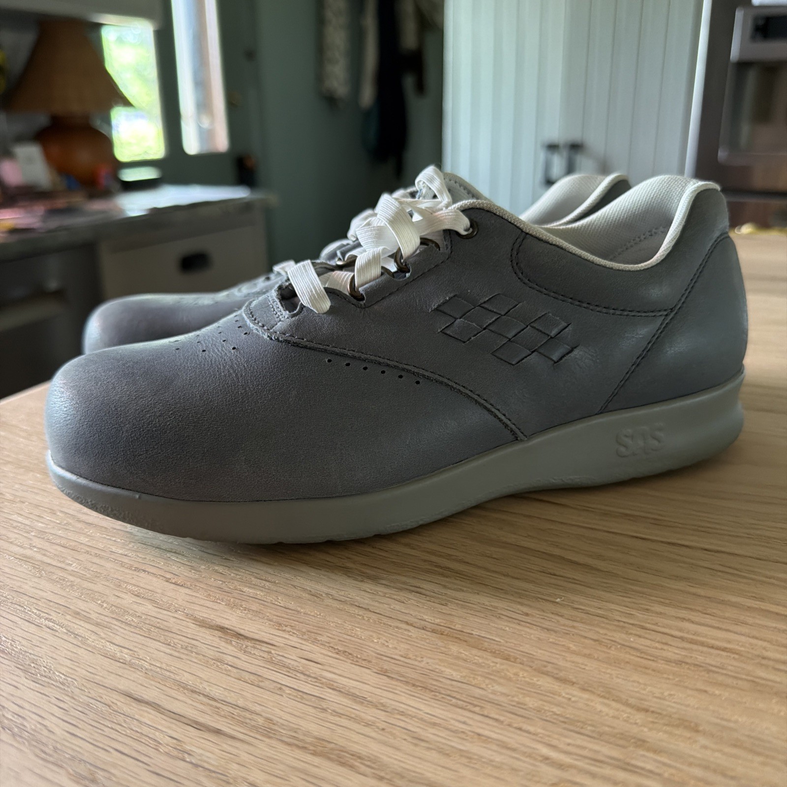 SAS Free Time Walking Shoes Sneakers Womens Size 5 W Wide Blue Leather Orthotic