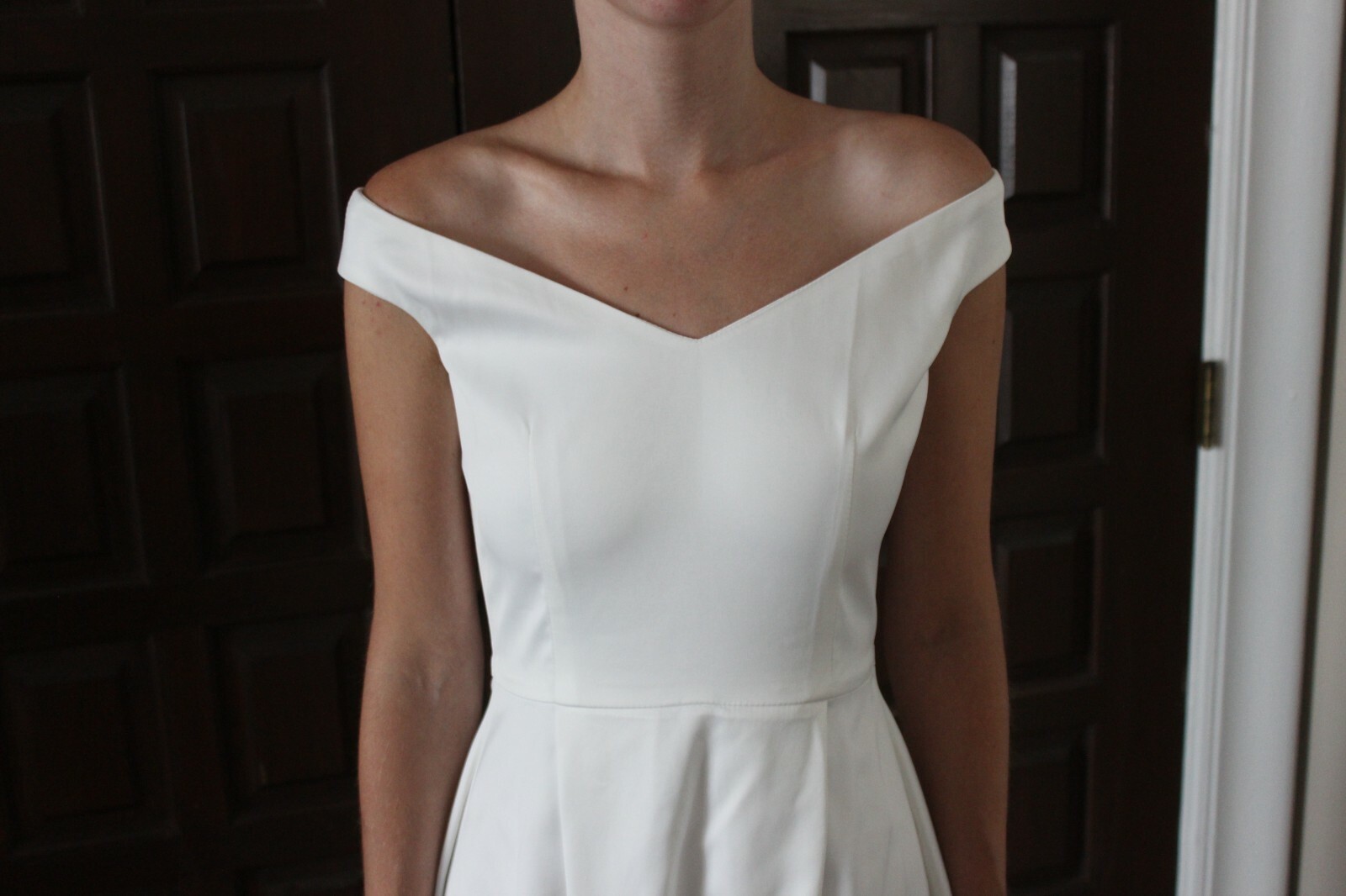 Classic & Clean Custom Silk A-Line Wedding Dress – Never Worn