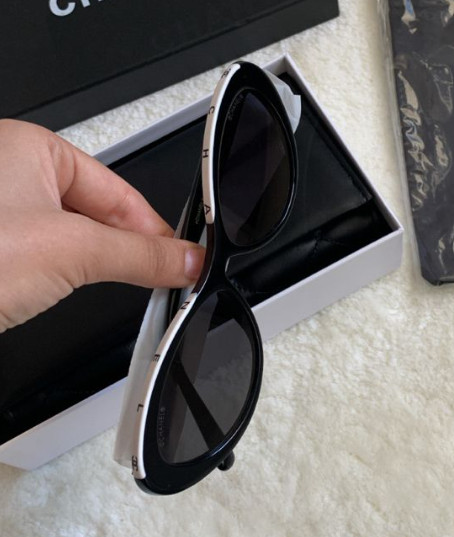 CHANEL CH5416 Beige & Black Acetate Oval Woman’s Sunglasses 57-18-145mm