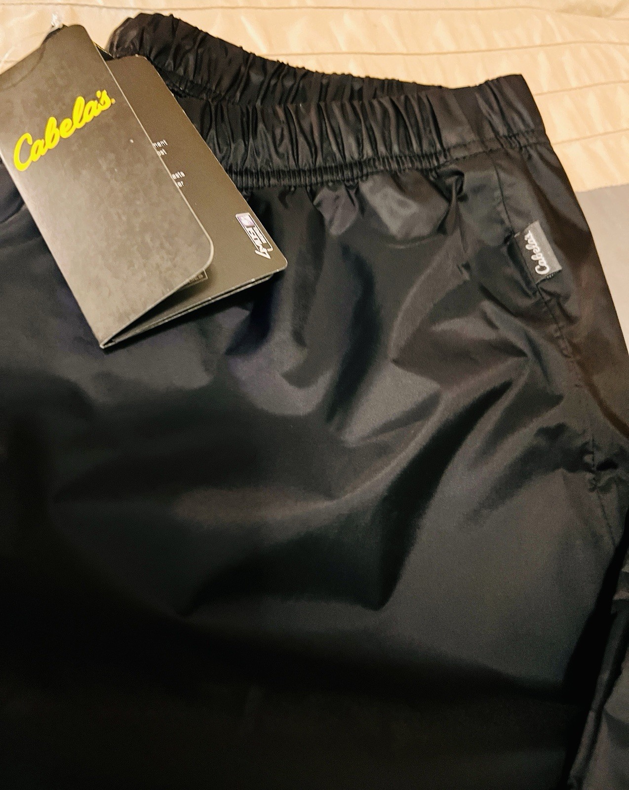NWT Cabela’s 4 Most Black Nylon Poly Lined Pants Men’s Med Outdoor Adjust Ankle