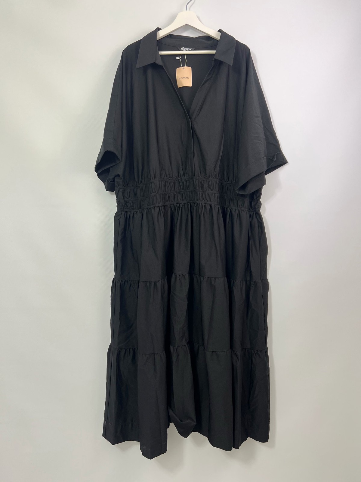 Bloomchic Midfield Tiered Midaxi Shirt Dress with Collar Size 32