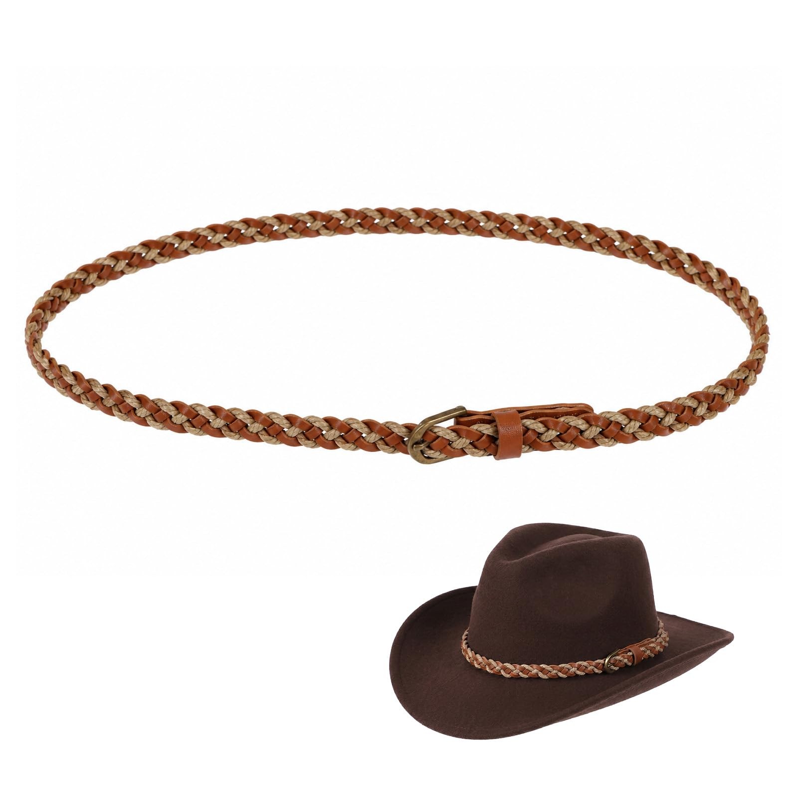 Xelsluthe Cowboy Hat Bands for Women, Men Leather Medium, Brown