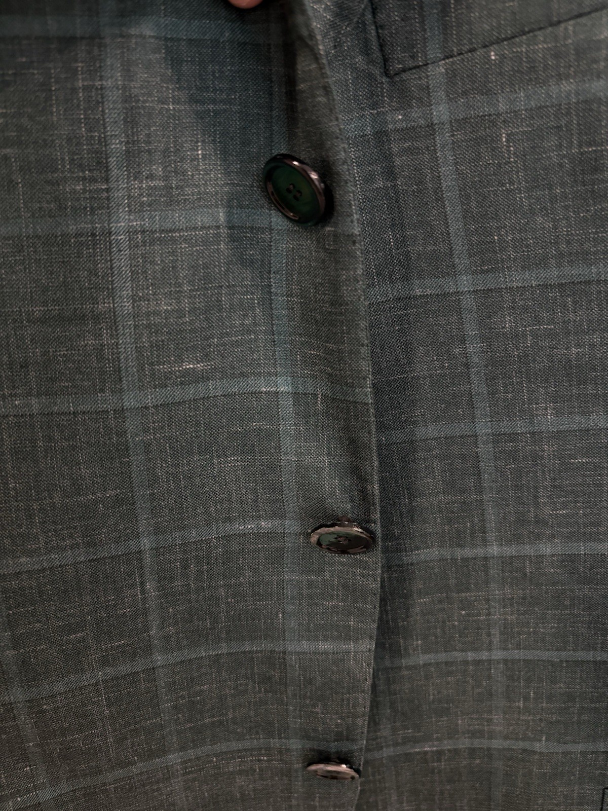 Cesare Attolini Napoli Blazer 46R 56 Green Plaid Cashmere Silk Linen Italy