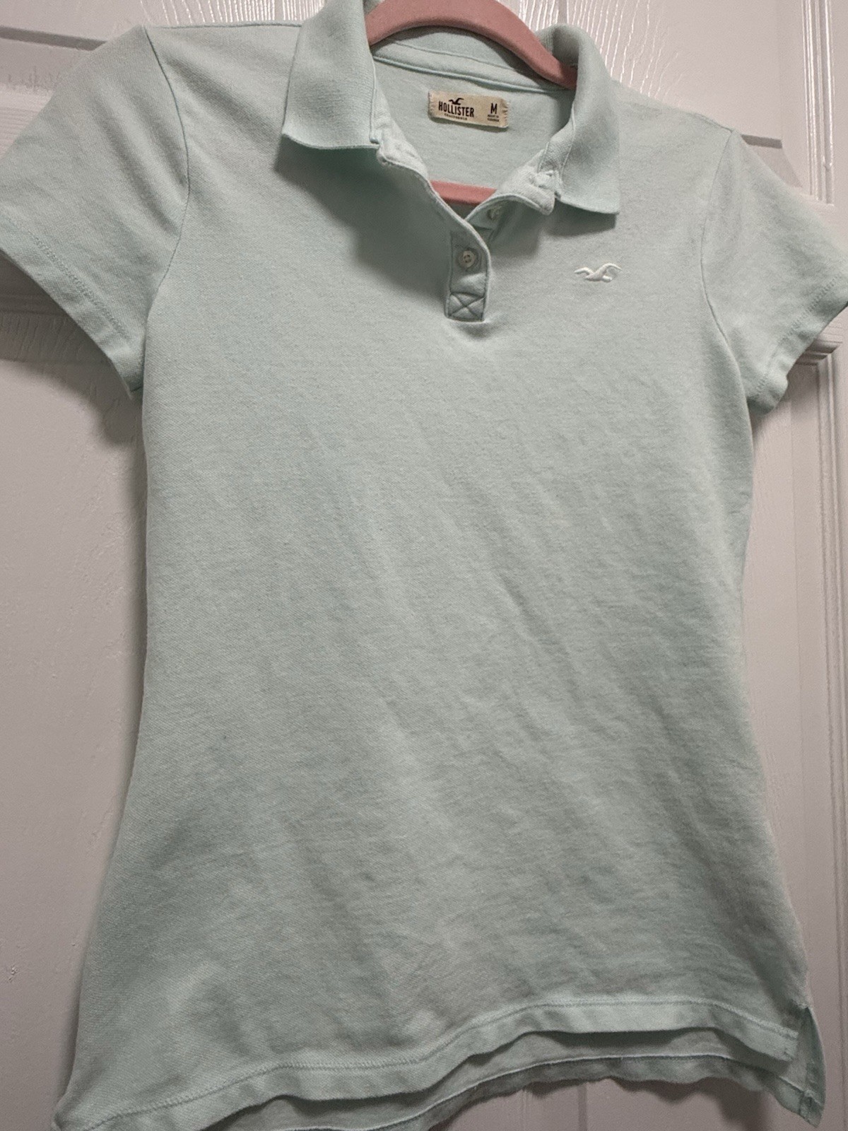 VINTAGE Y2K Hollister Teal Collared Polo Golf Short Sleeve Shirt Sz Medium