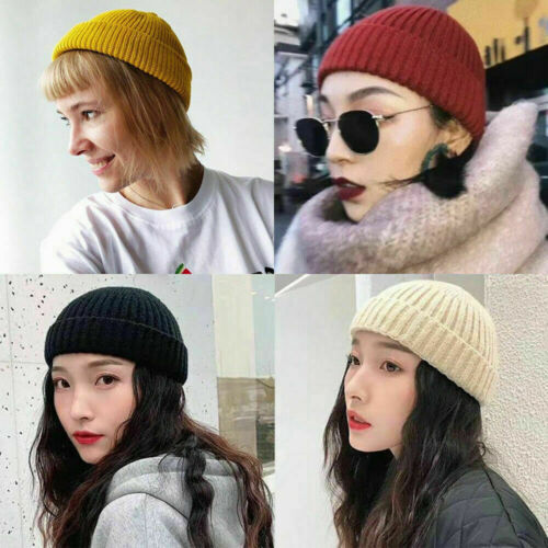 Thick Beanie warm Plain Knit Hat Baggy Cap Cuff Slouchy Skull Hats Ski Men Women