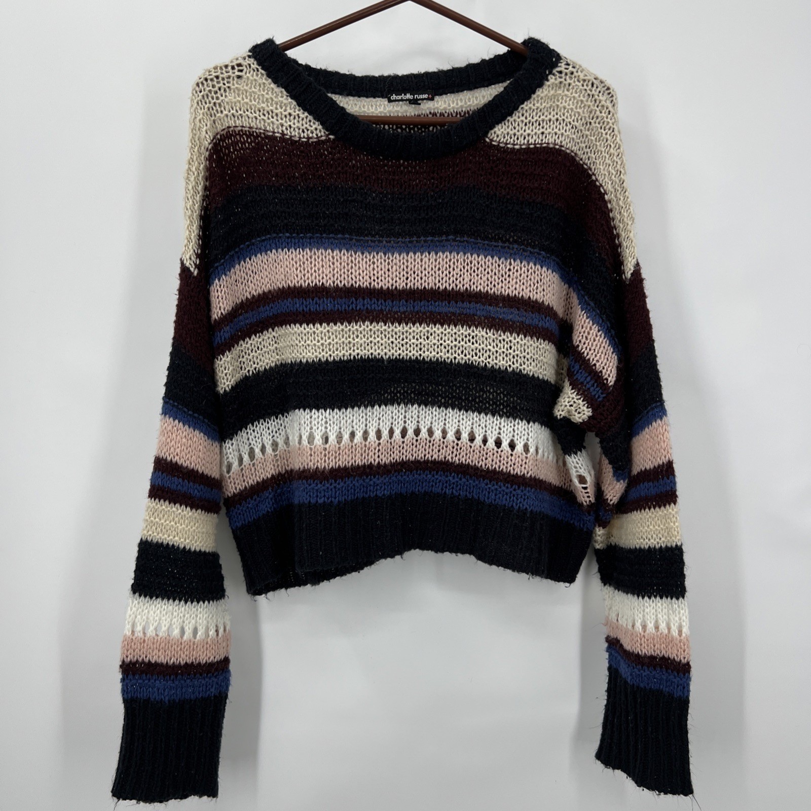 Chunky Knit Size 1X Cropped Oversized Sweater Twee Artsy Soft Cozy