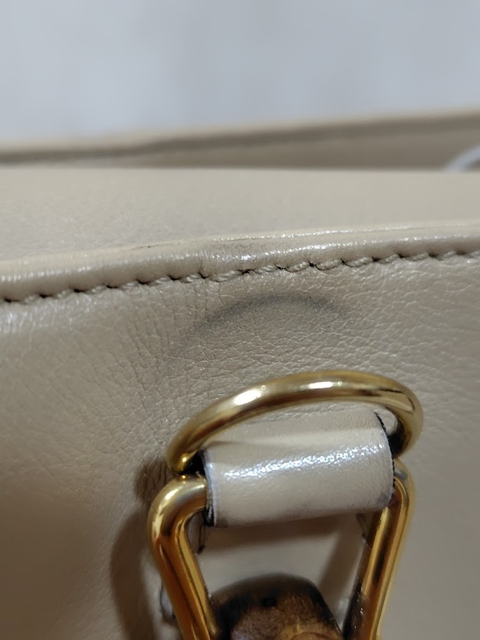Gucci Hand Bag Bamboo 2Way Shoulder Leather Beige Authentic 333T0346
