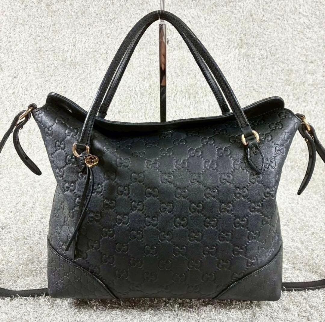 GUCCI Shoulder bag Black Guccissima Authentic From Japan