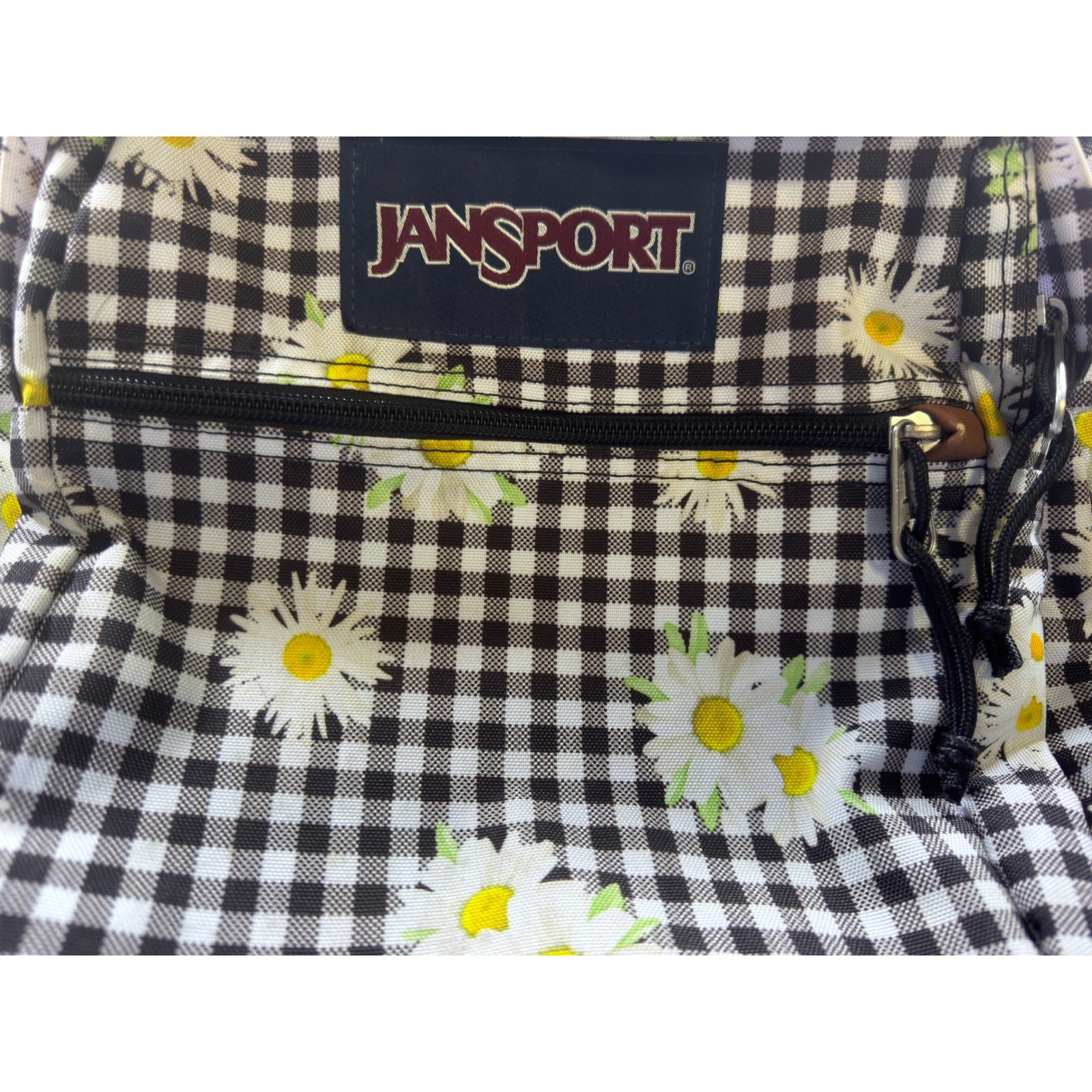 JanSport Cool Student Backpack Kids OS Black White Daisy Gingham Floral Bag