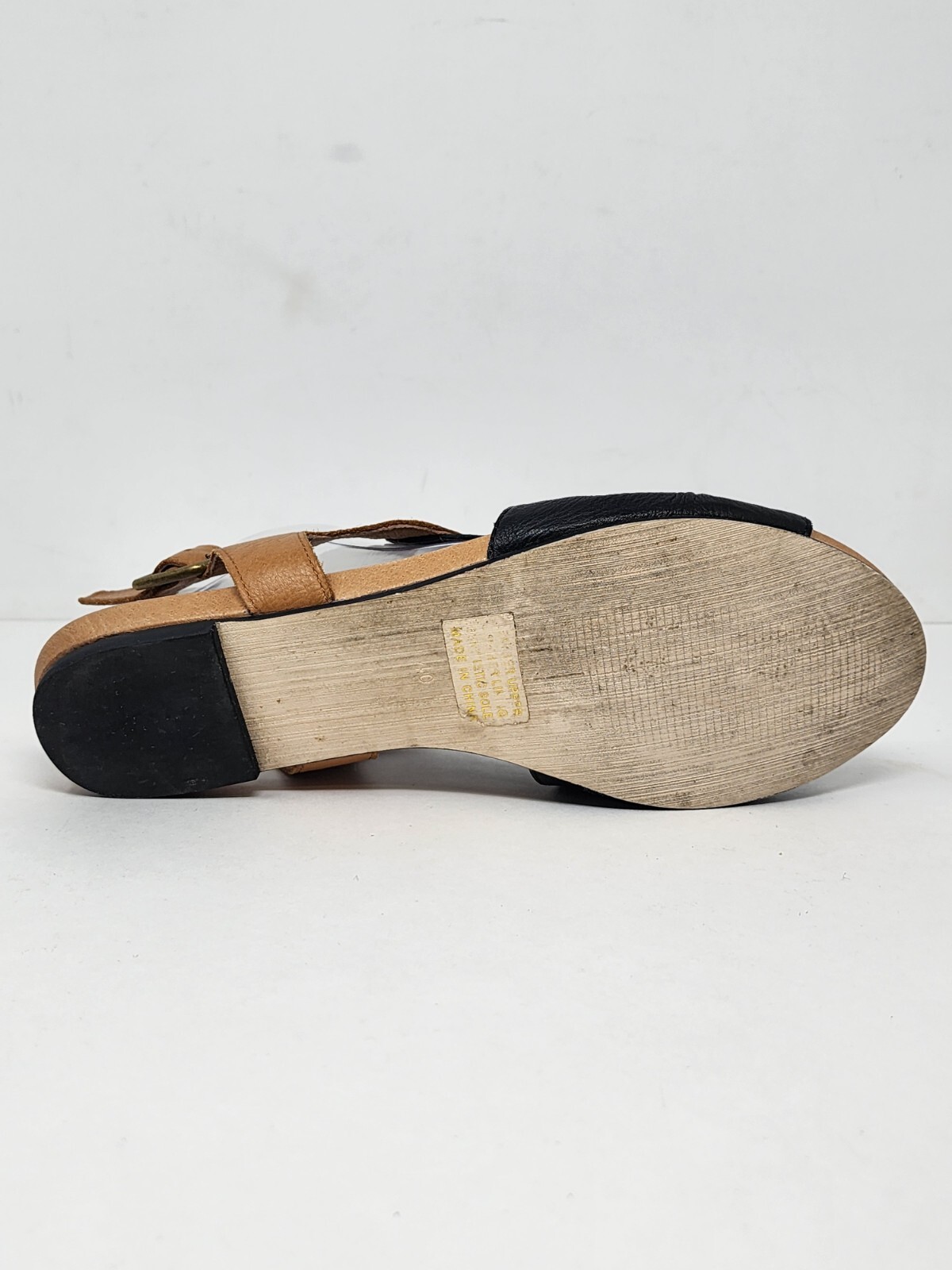 Django & Juliette Sandals Womens EU 40 US 9 9.5 Black Tan Leather Shoes