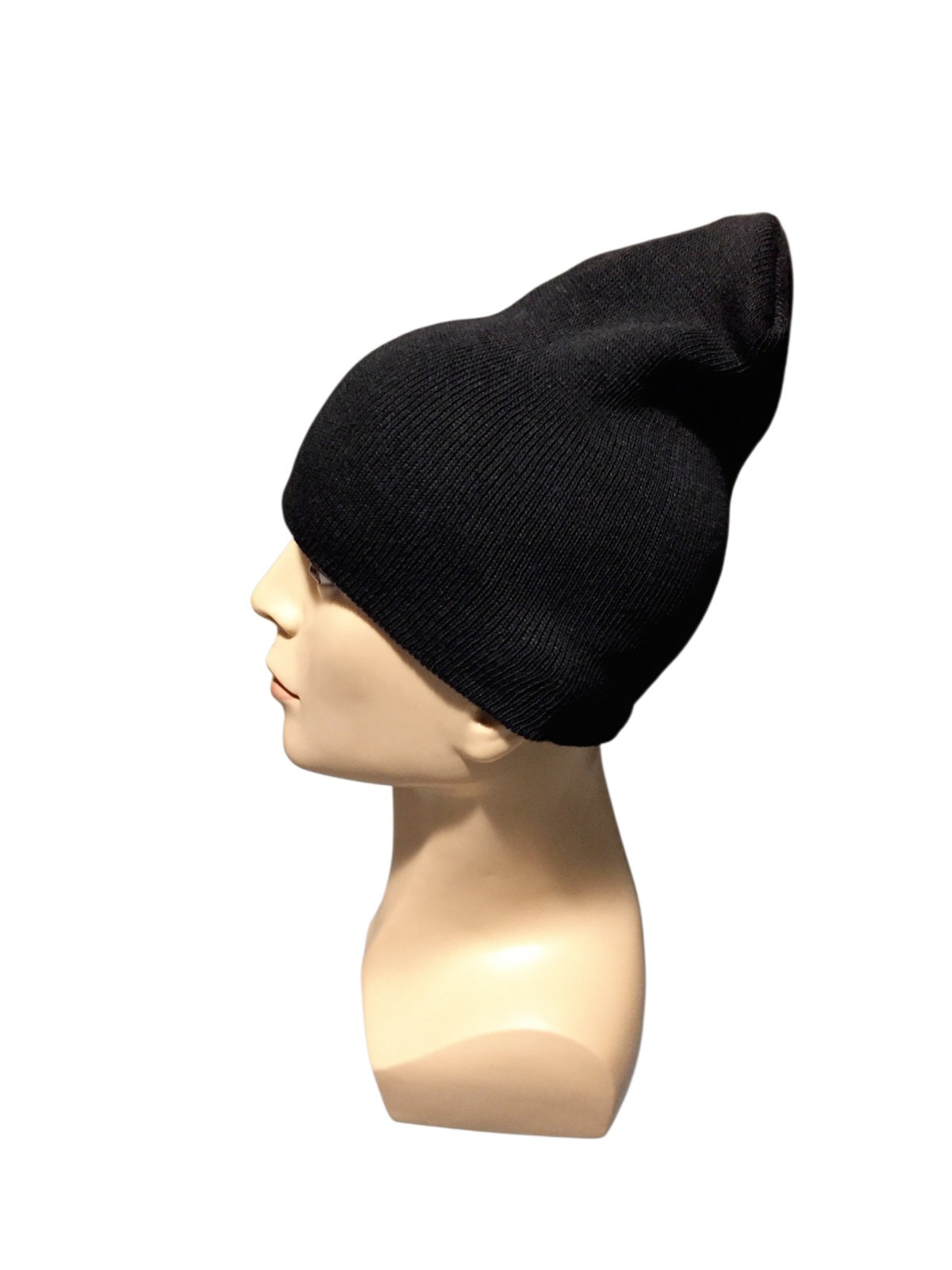8.5in Beanie UltraSpun Heavy Weight Polyester Knit Hat Skull Cap Black USA MADE