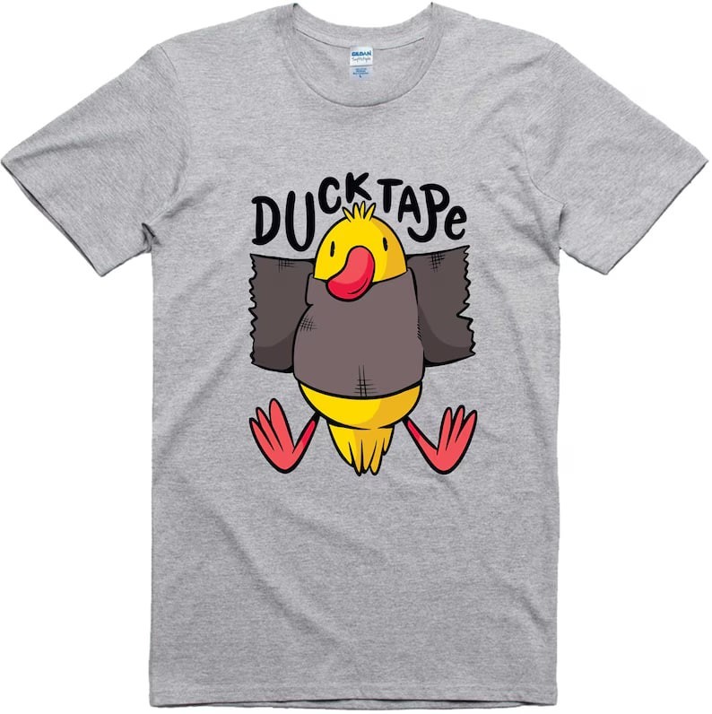 Funny T Shirt Duck Tape Print Regular Fit 100% Cotton Tee