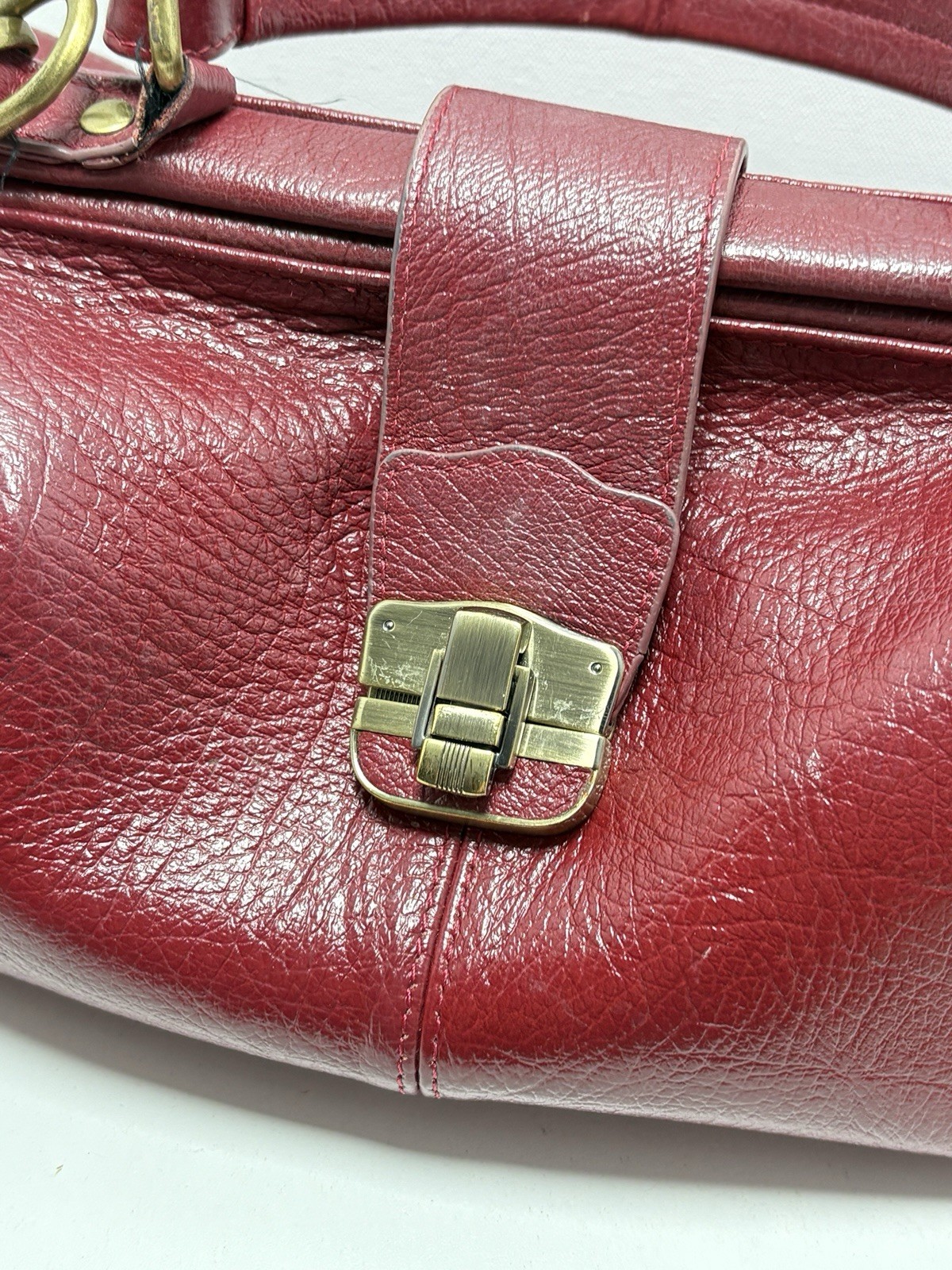 Ameri Leather Hillary Crossbody Red Bag W/ Handle Doctor Bag 13” X 6.75. 6.75