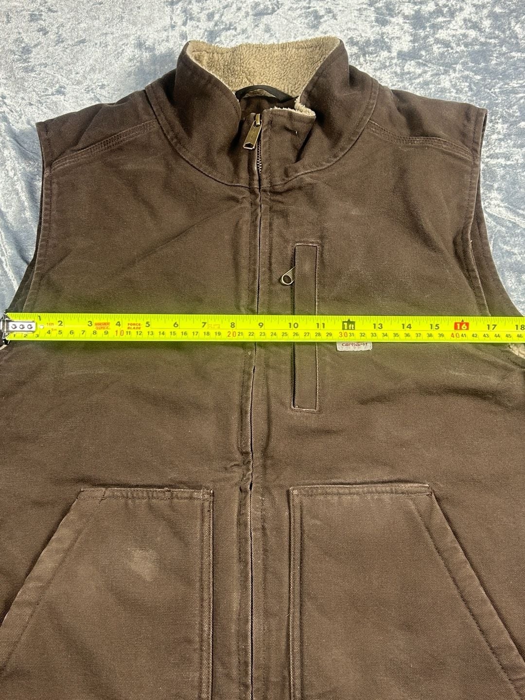 Carhartt Washed Duck Mock-Neck Sherpa-Lined Vest Brown Men’s XL 104277