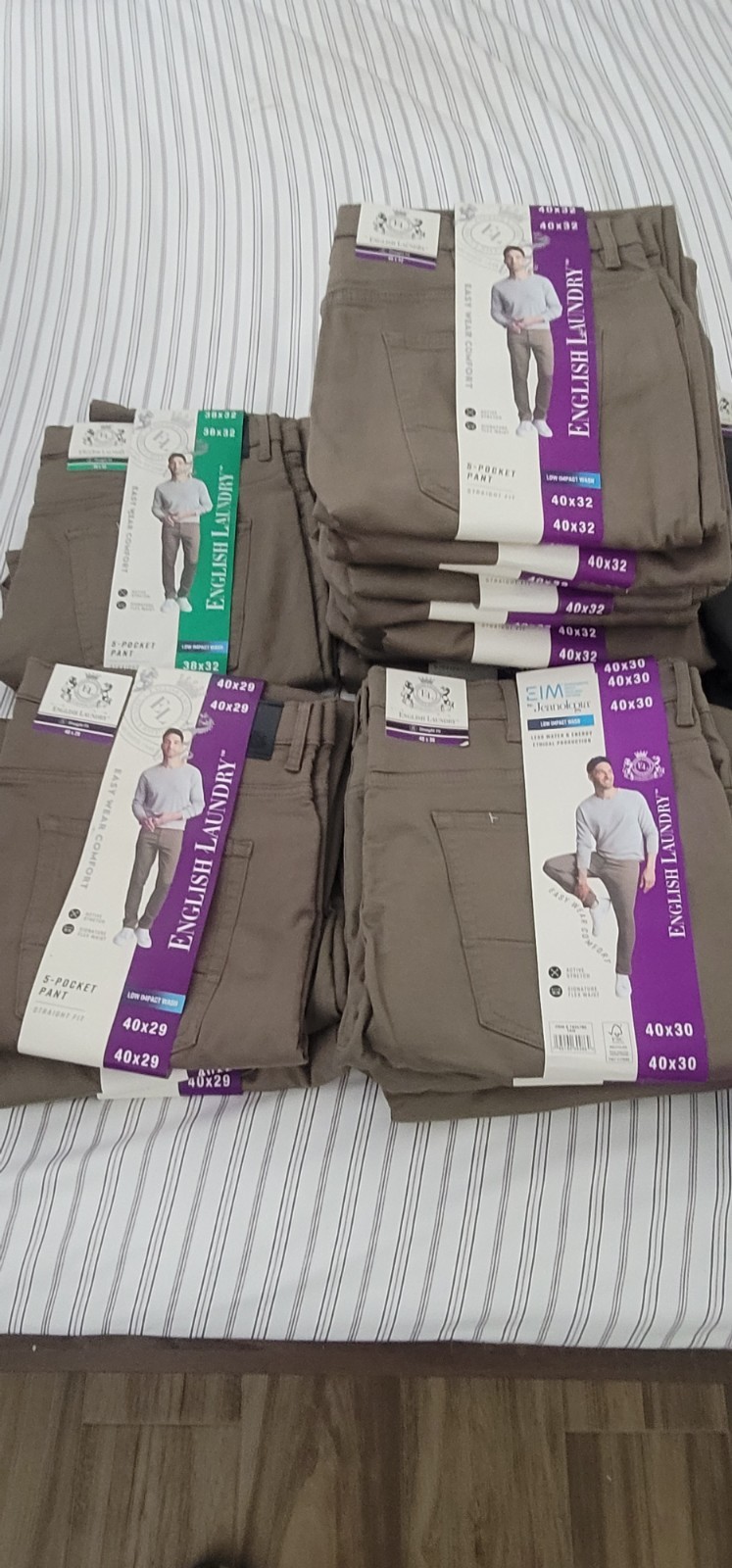 ENGLISH LAUNDRY MEN’S 5 POCKET PANT STRAIGHT FIT VARIOUS SIZE IN TAN,BLUE,GRAY