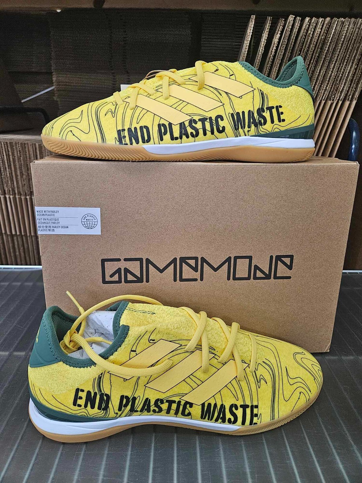 Adidas Gamemode Indoor Soccer Shoe HR1741 Yellow End Plastic Waste Men’s sz 9-11