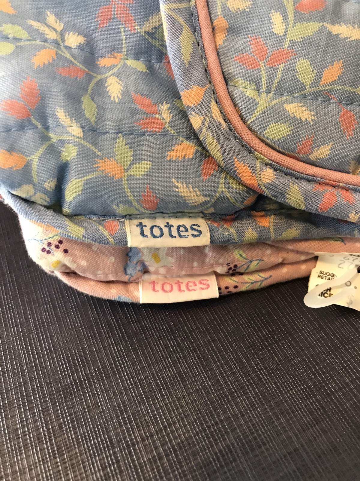 2 Totes Small Makeup Travel Bags Fabric Plastic Lined Deadstock