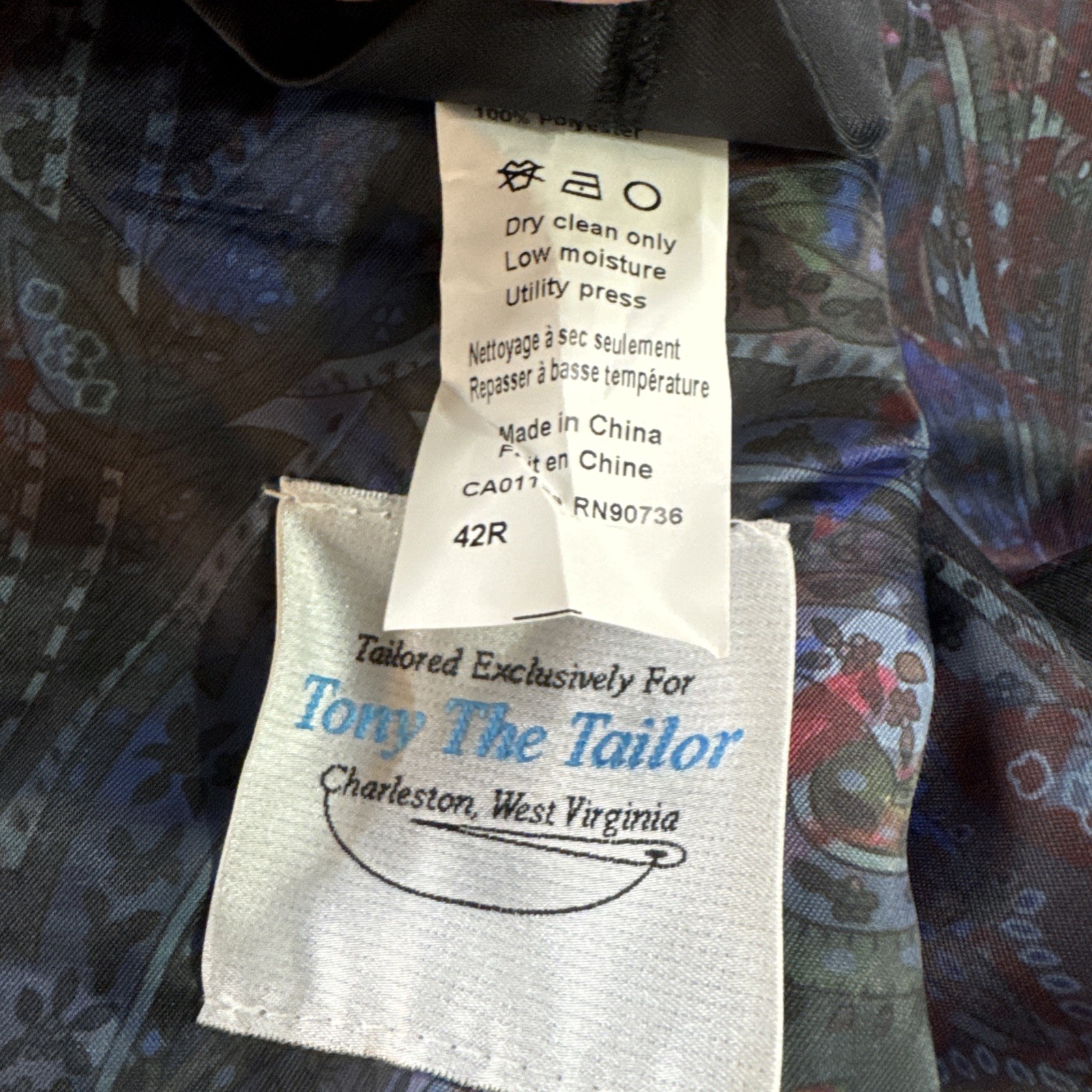 Tallia Blazer Mens Sz 42R Slim Fit Blue Paisley Formal Sport Coat Evening Jacket