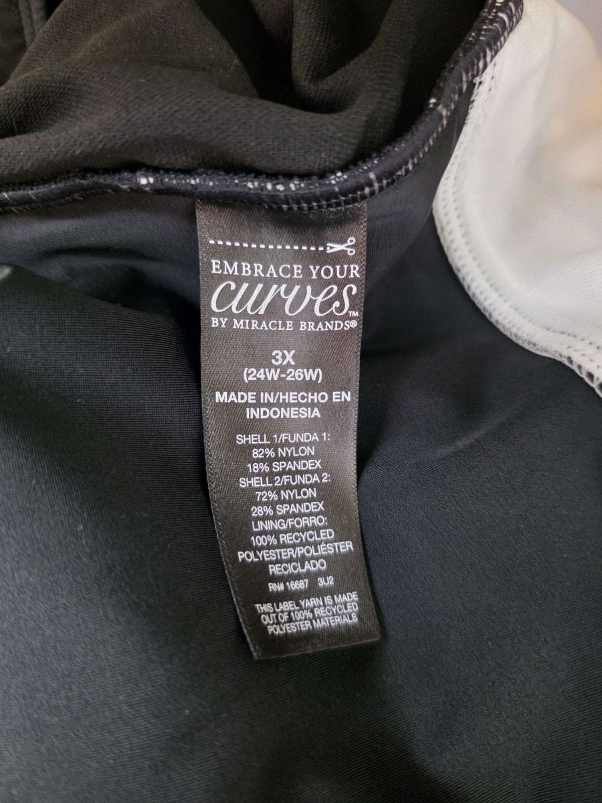 Embrace Your Curves by Miracle Brands Women’s Swimsuit Size 3X Black One Piece