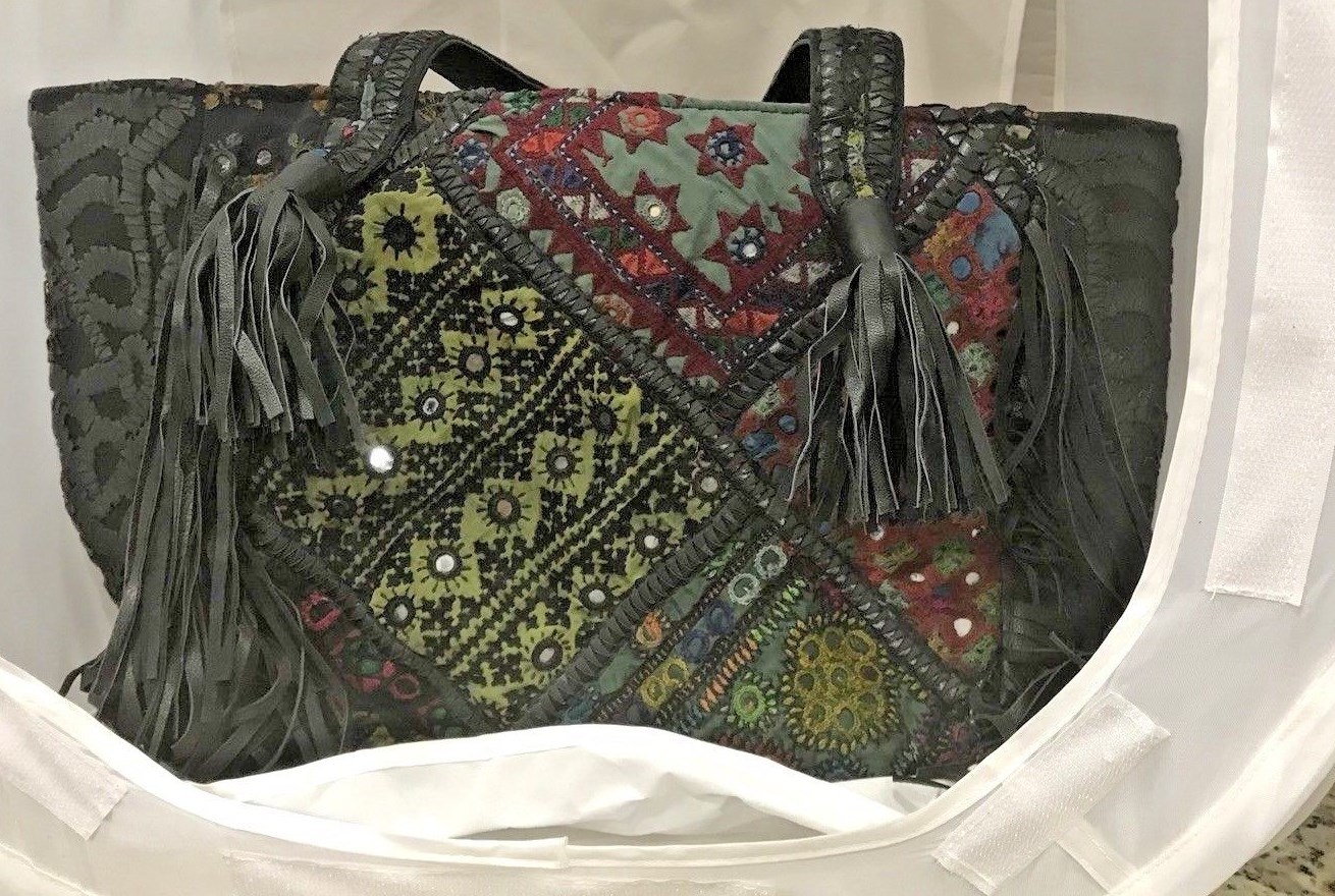 Clever Carriage Company GLOBAL ARTISAN SHOPPER Tote Handbag w/LEATHER TRIM nwot