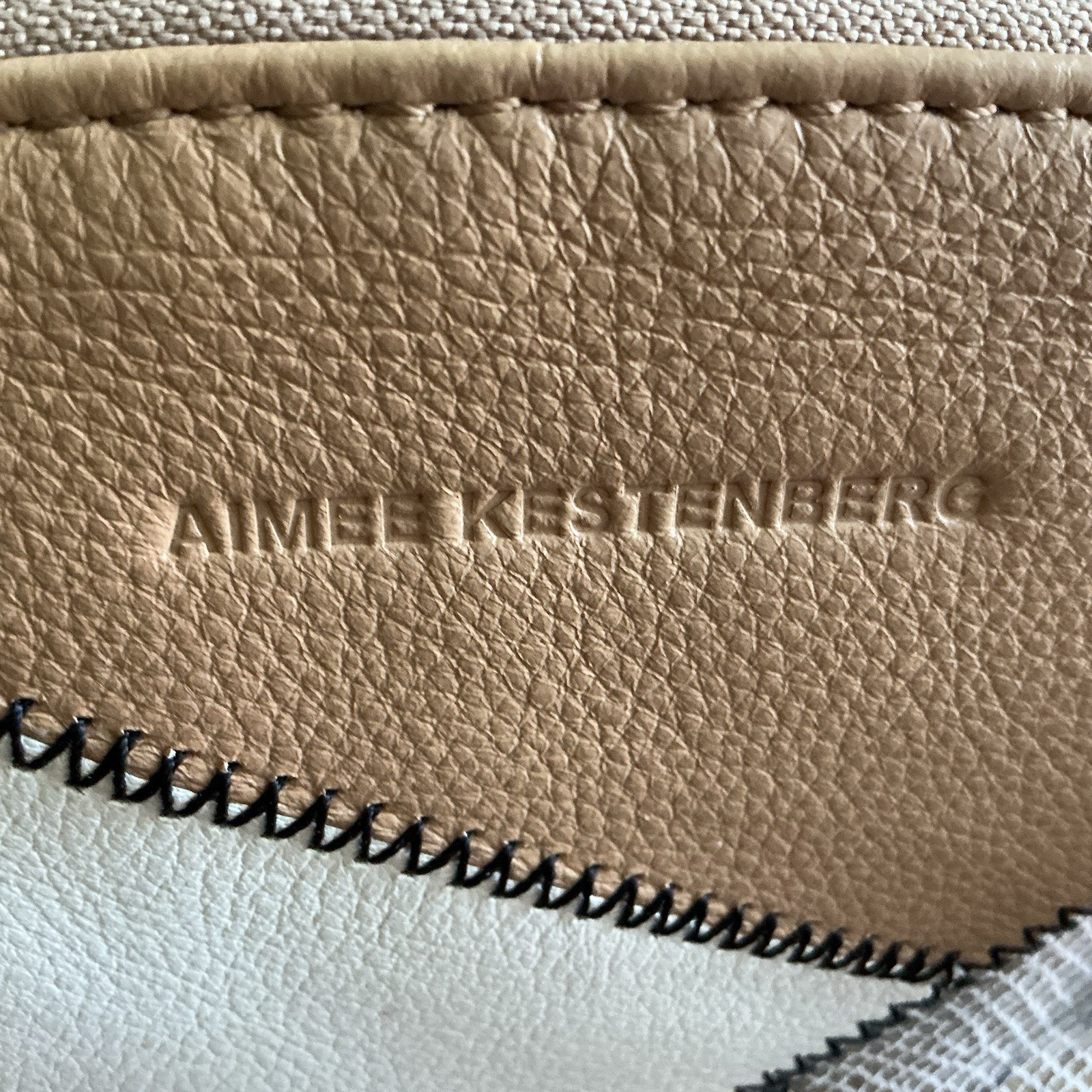 NWT Aimee Kestenberg Cream Tan Snake-Print Stitching Convertible Satchel MNF$248
