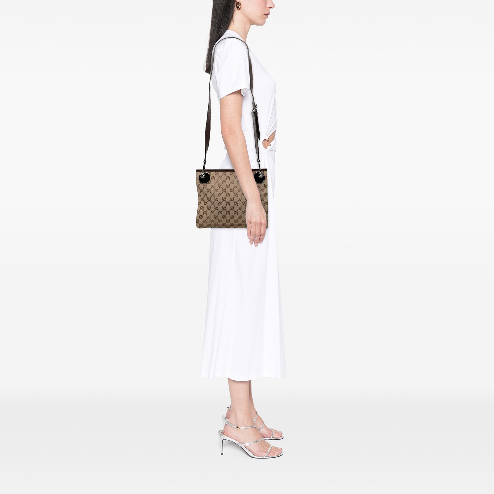 Gucci GG Canvas Eclipse Crossbody Pre-Loved Beige Bag